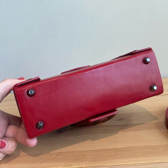 Like Dreams Agatha Mini Vegan Leather Structured Satchel Bag Red - Picture 8 of 16